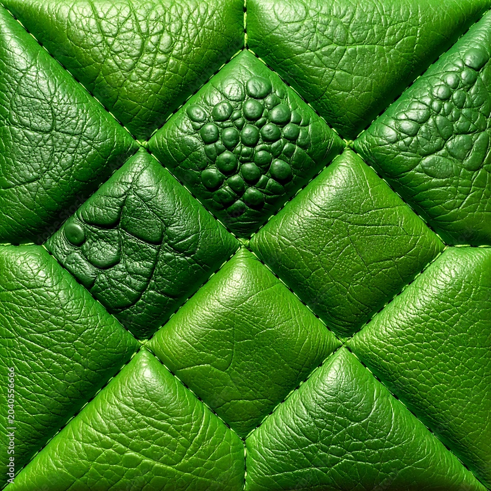 Naklejka premium A green leather texture with a quilted pattern