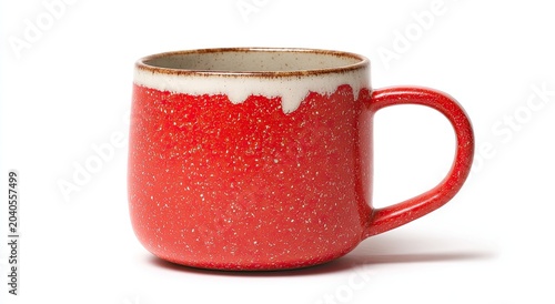 Rustic Red Ceramic Coffee Mug with White Drip Glaze.