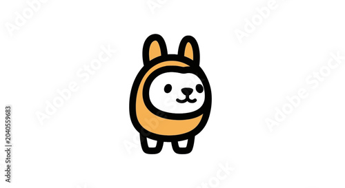 Cute Cartoon Orange Bunny Character.