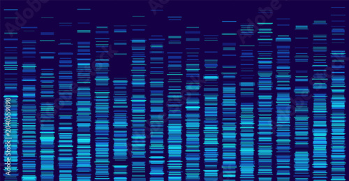 Genomic data visualization. Abstract DNA sequencing and genome mapping graphics. Scientific concept for medical research, biotechnology, and genetic testing. Vector illustration.