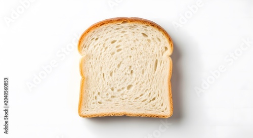 Single slice of fresh white bread on white background