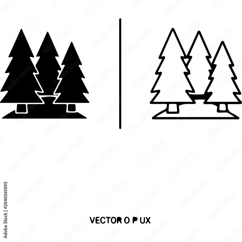 Fototapeta premium Minimalist Forest Pine Tree Icon Set Design