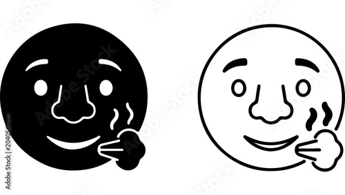 Schilderij op canvas Exhaling Face Emoji Icons In Flat Style