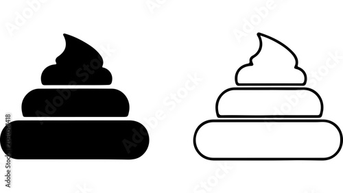 Set of Poop Icons Solid and Outline Style