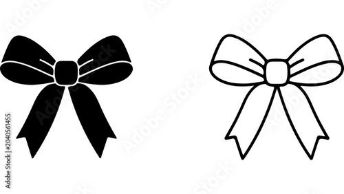 Set Of Minimalist Decorative Ribbon Bow Icons