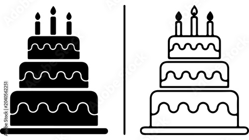 Set of Birthday Cake Icons Vector Design