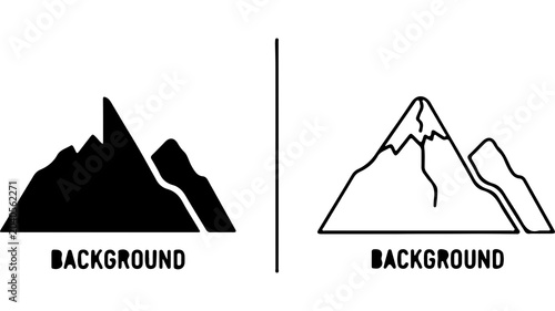 Minimalist Mountain Range Icons Set Design