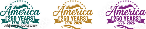 Schilderij op canvas America 250th anniversary logo variations 1776 2026 commemorative designs