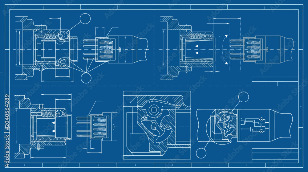 Obraz premium Futuristic blue technology blueprint vector schematic diagram.