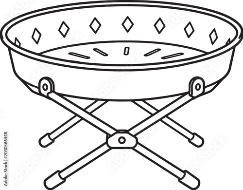 Schilderij op canvas Portable Fire Pit Collapsible Outdoor Fire Basin Black White Camping Heating Equ