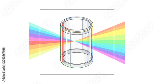 Prism Effect: Light Spectrum Refraction Through Cylinder