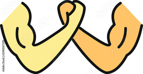 Foto Two cartoon arms engaged in an arm wrestling competition, symbolizing strength a