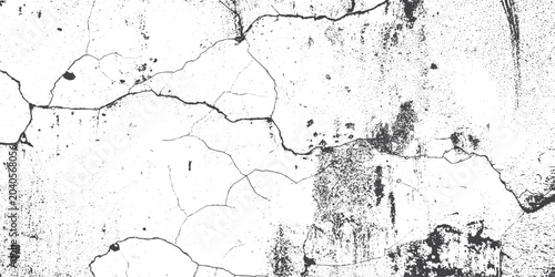 Cuadro en lienzo Weathered Black and White Grunge Wall Texture with Concrete Cracks, Worn Paint Effects, Chaotic Grain, Scratched Details, and Vintage Distress Overlay Design