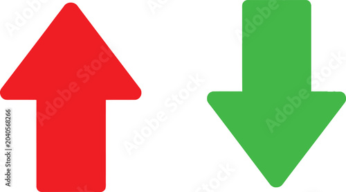 Foto Red arrow pointing up and green arrow pointing down symbols
