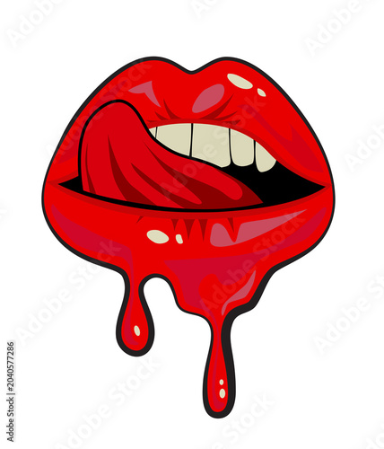 red lips and a seductive tongue