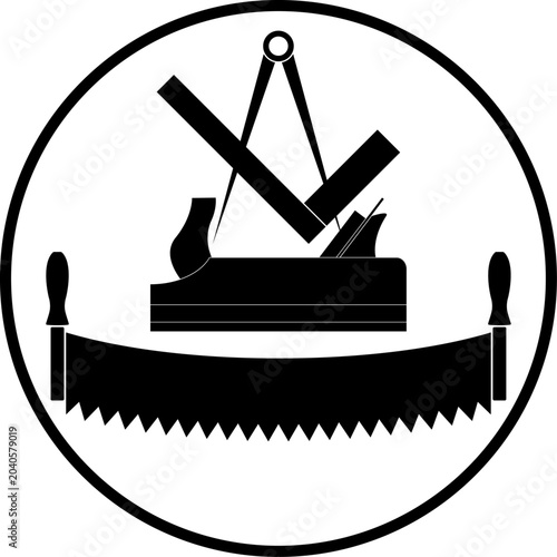 Werkzeuge, Zimmermann, Tischler, Schreiner, logo, Icon, Aufkleber