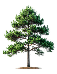 Isolated Layered Pine Tree Cutout on Transparent Background