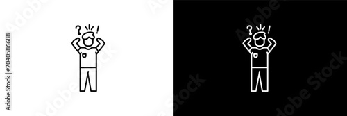 Quadro su tela anxious human outline icons in feelings category