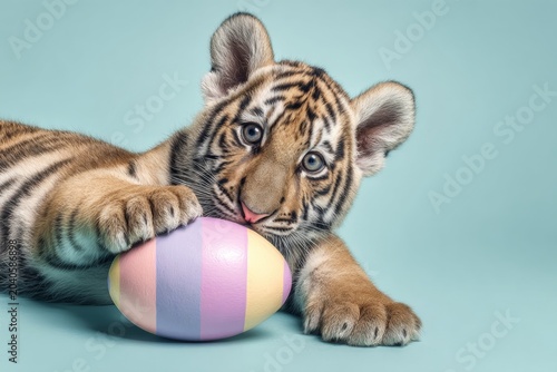 Wholesome easter wishes: a cute cub shares seasonal joy. Visiona