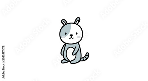 Fotografie Cute Cartoon Rabbit Sitting Down.