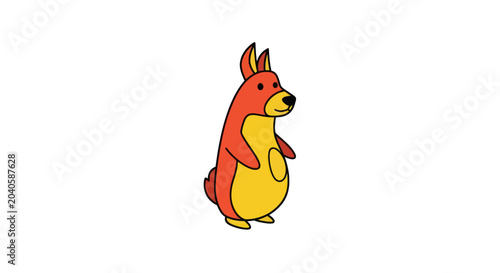 Cuadro en lienzo Cute cartoon red and yellow kangaroo.