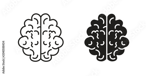Photos Brain line icon vector set.