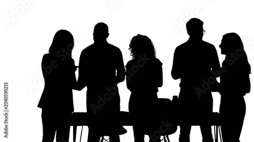 Silhouette group of people standing together Vector