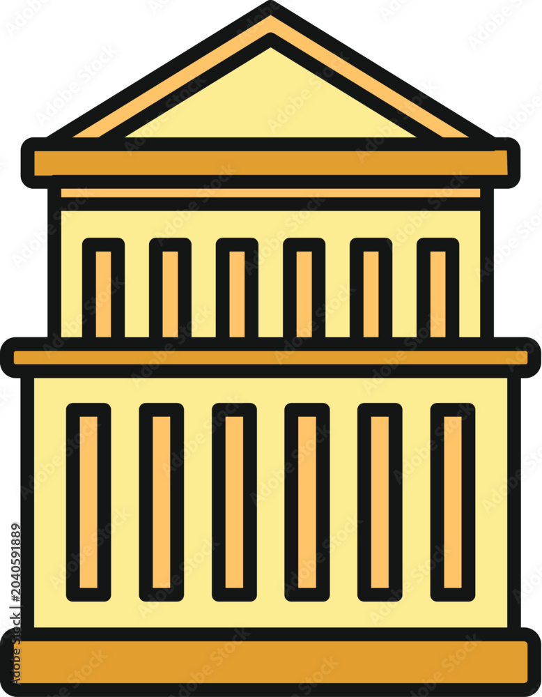 Obraz premium Classical architecture icon depicting a capitol building for justice and authority