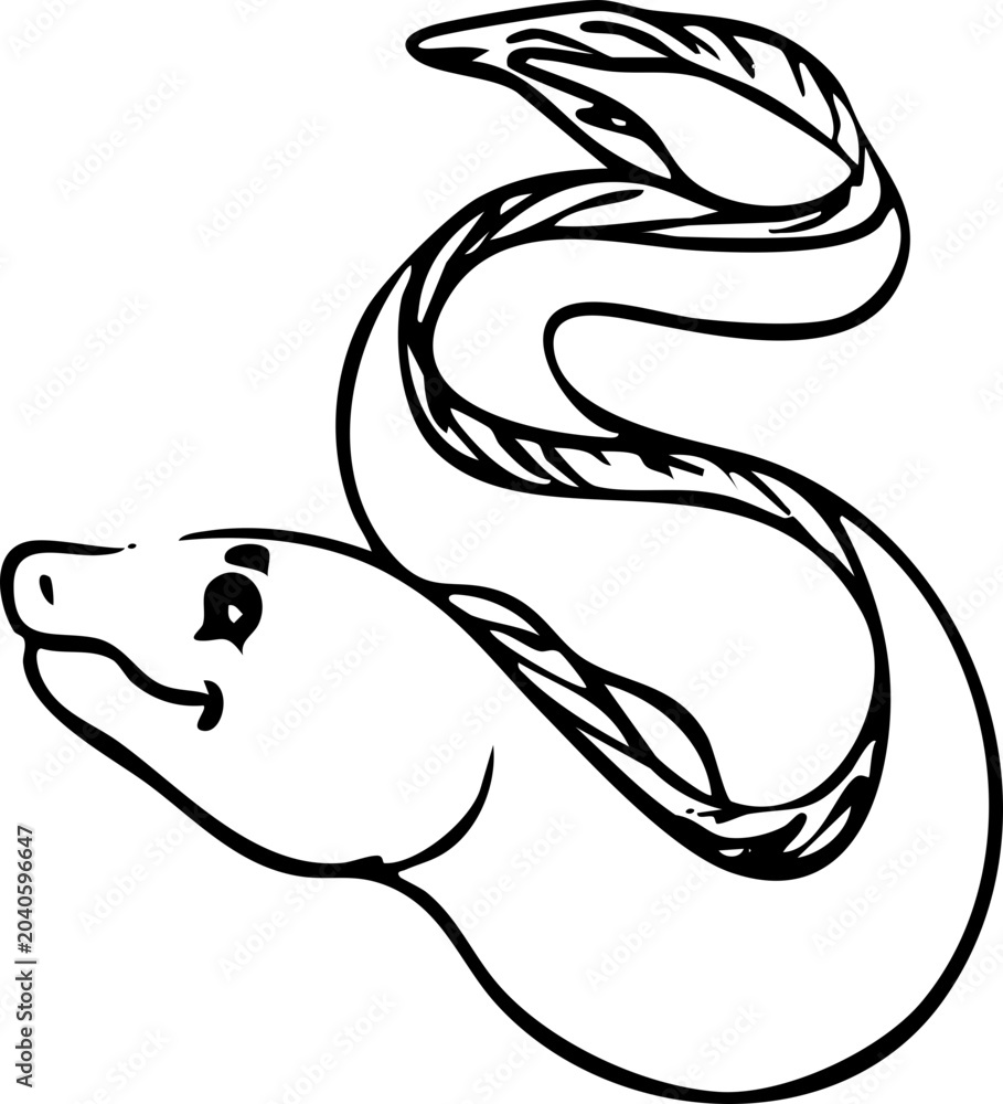Obraz premium Ocean Animal Line Art Sea Underwater Wildlife Nature Fauna Tropical Coastal Aquatic Kids Coloring Cartoon Character 