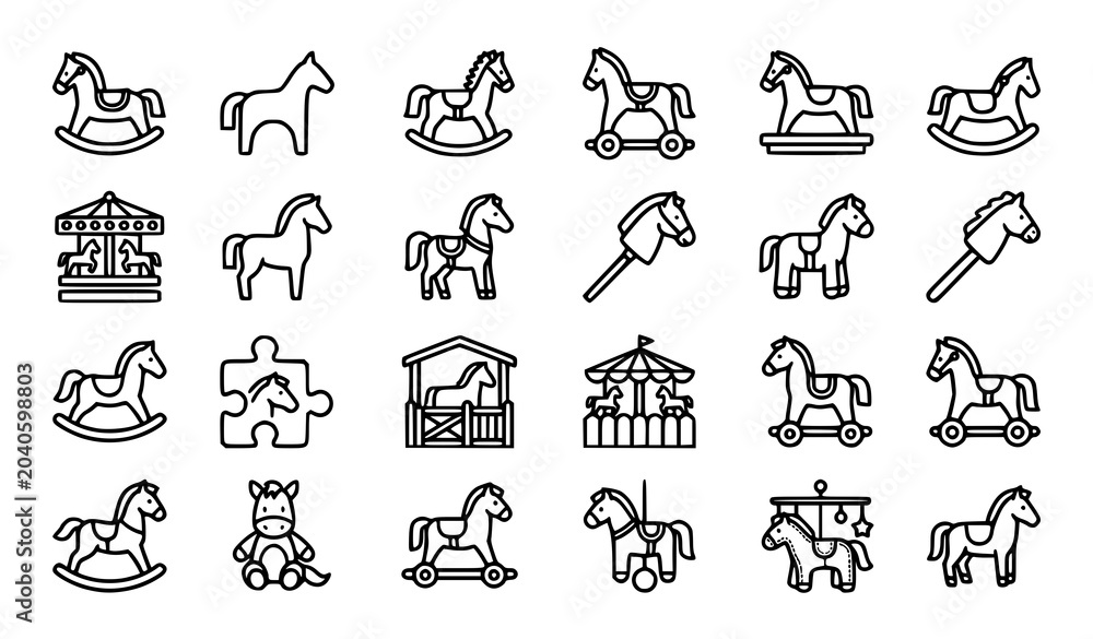 Obraz premium Pet care outline icons set veterinary dog cat grooming and training vector eps10