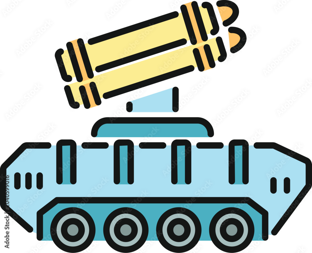 Obraz premium Military air defense system vehicle displaying missile warfare technology illustration