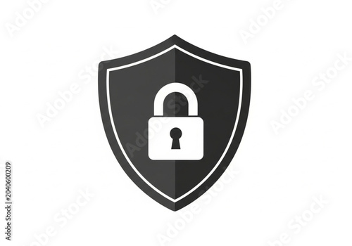 Padlock and key security icon representing safe access and protection on white background
