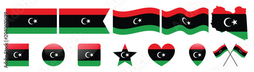 Photos libya flag vector set, libyan national flags in various shapes and forms, country symbol collection