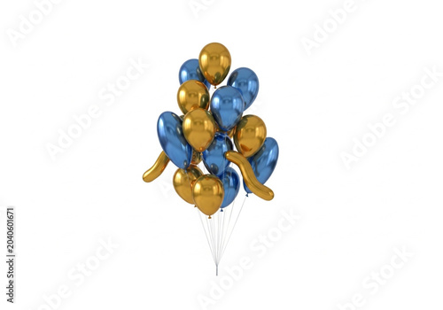 Colorful Yellow and Blue Balloons Isolated on White Background
