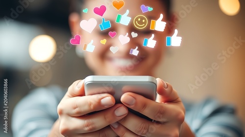 Person holding phone with social media icons image