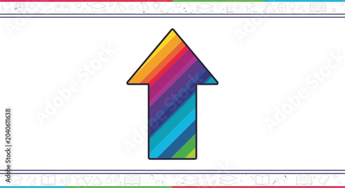 Colorful Upward Arrow Icon with Rainbow Stripes, Symbolizing Growth, Progress, and Success