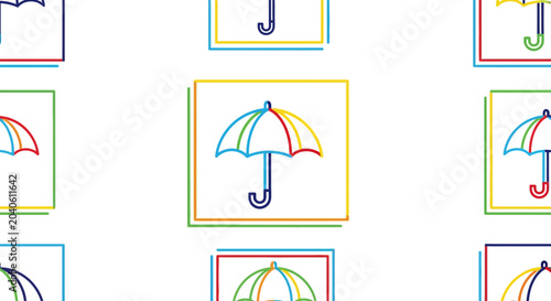 Colorful Umbrella Icons Pattern, Weather Protection, Abstract Geometric Design