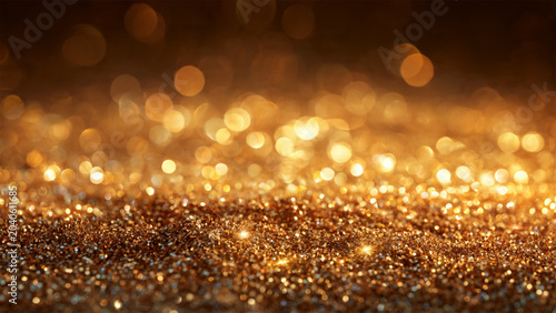 Sparkling Gold Glitter Background with Shimmering Bokeh Lights for Festive Celebration and Luxury Design