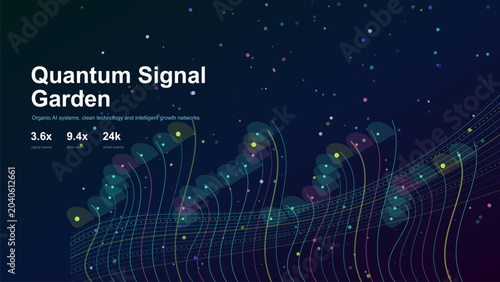 Schilderij op canvas Quantum signal garden data visualization a futuristic digital illustration with