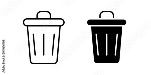 Foto Waste bin icon in outline and solid style, isolated on white background