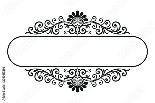Luxury black and white Victorian style text frame vector illustration