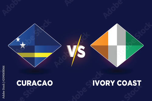 Bild auf Leinwand Curacao vs Ivory Coast football match scoreboard broadcast template for FIFA World Cup 2026