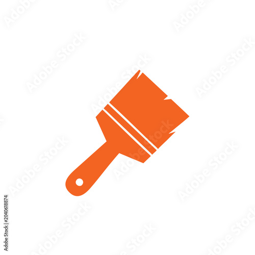 Orange paint brush icon for art and design projects.