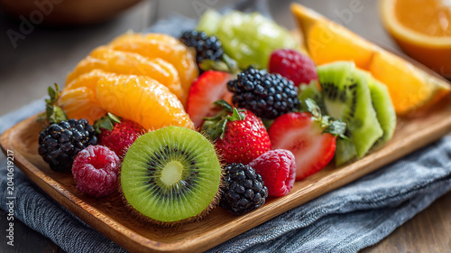 fresh cut fruit platter with berries and fruit
