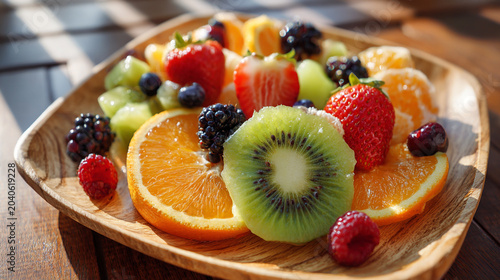 fresh cut fruit platter with berries and fruit