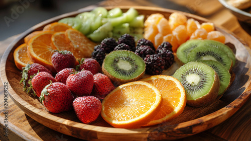 fresh cut fruit platter with berries and fruit