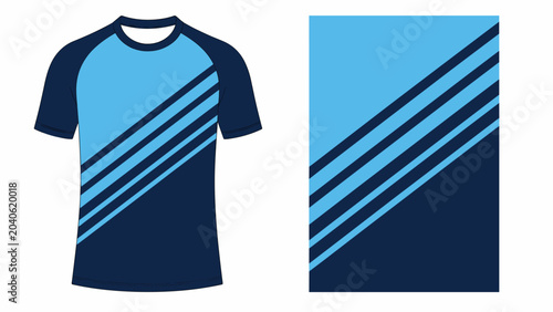 Fotografia Blue athletic jersey with diagonal stripe panel design.
