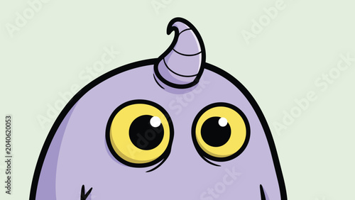 Cute Purple Monster with One Horn and Big Yellow Eyes.