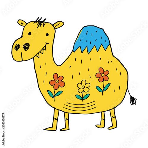 Fotografie camel drawing with hump and flowers culinary arts gastronomy experience