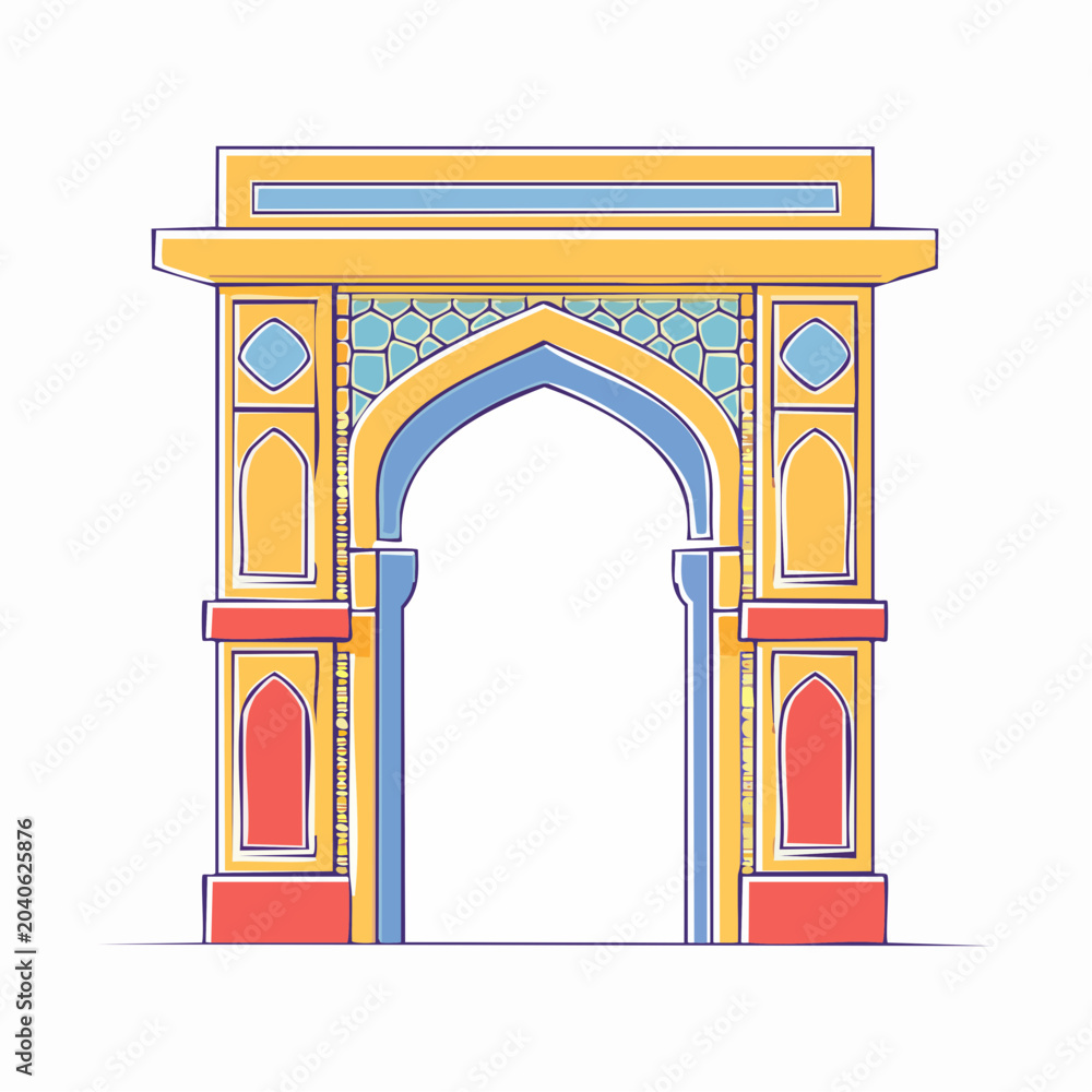 Fototapeta premium Stylized Illustration of an Ornate Archway